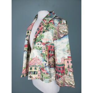 VTG Painted Pony Women's L Blazer Jacket Venice Italy Toile Village‎ City Euro